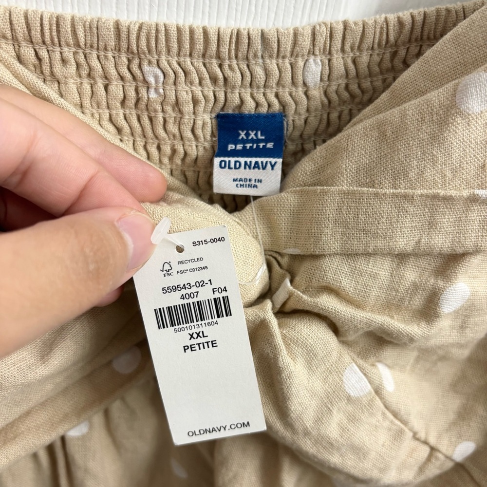 Old Navy Polka Dot Linen Jumpsuit Tan XXL Petite NWT Vacation Summer Beach - Picture 4 of 8